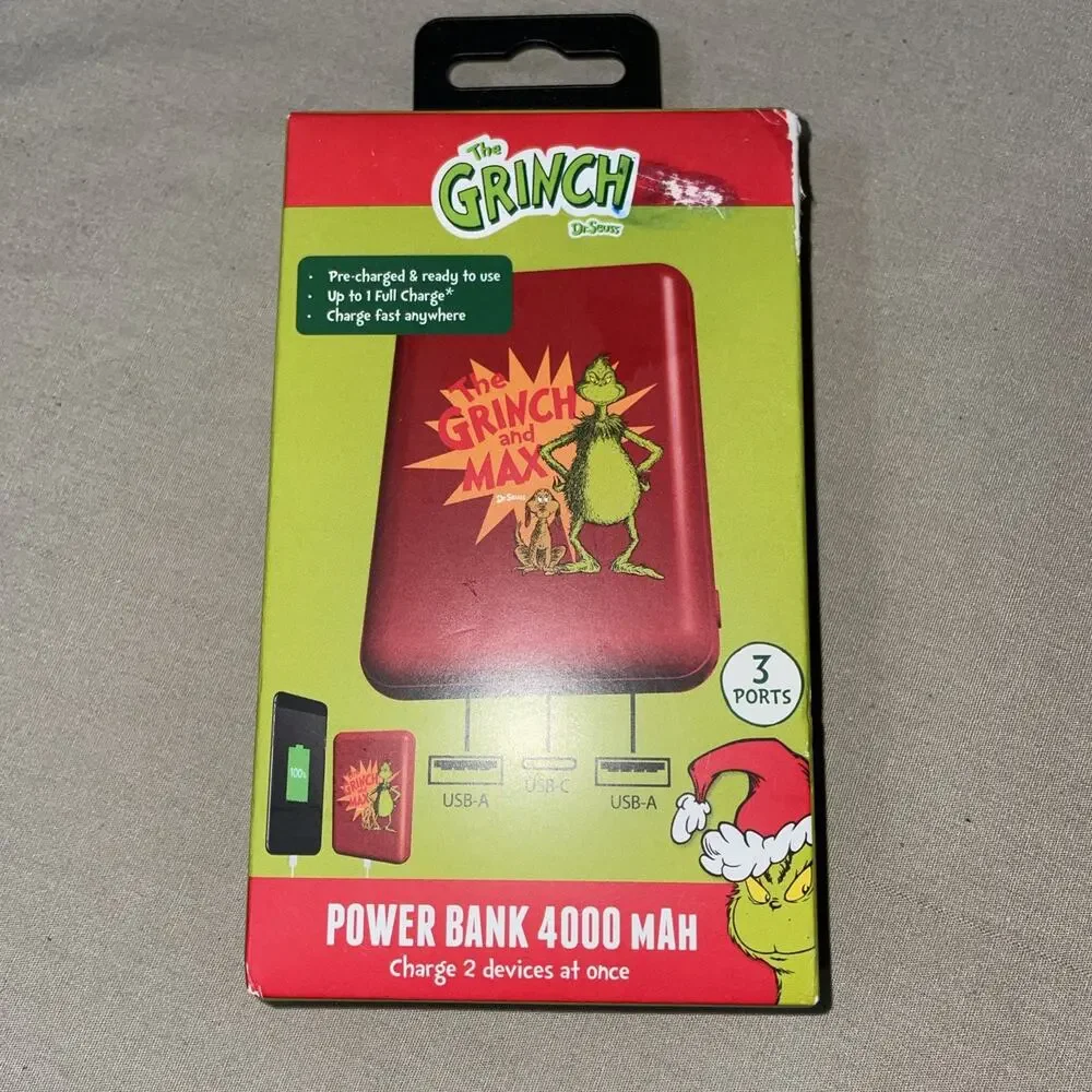 The Grinch Power Bank 4000 Mah Portable Power Bank, 3 Ports